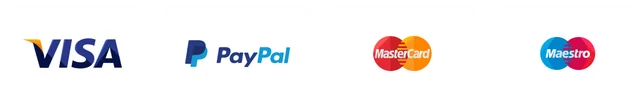 Visa, PayPal, MasterCard, Maestro